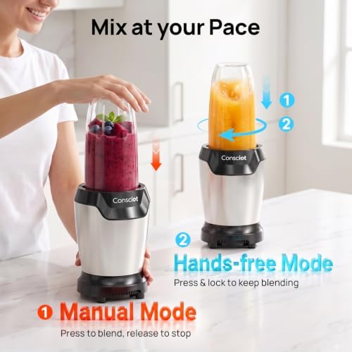Consciot 11-Piece Countertop Blender Max 1300W, with 37oz, 32oz & 22oz Cups - Image 5