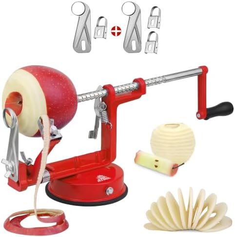Apple Peeler Corer Slicer All in One – Stainless Steel Blades, Strong Suction Base, Multi-Function Apple & Potato Peeler, Fruit Corer Slicer for Apple Pie, Crisp & Everyday Kitchen Prep