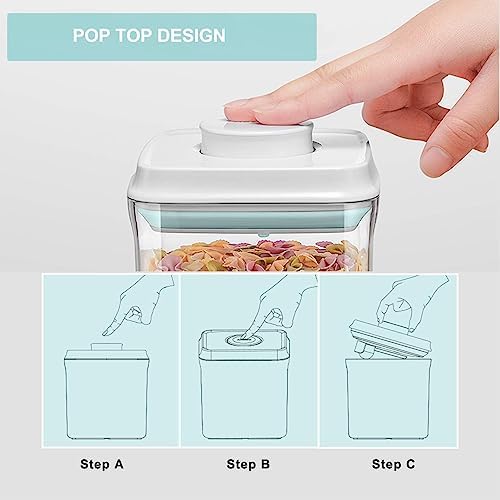 Pop Airtight Food Storage Containers with Lids for Kitchen Pantry Organizing Stackable Container for Cereal Snack Flour Sugar Coffee Spaghetti -12 Pcs(1.2, 2.0, 2.7, 3.3qt)*3