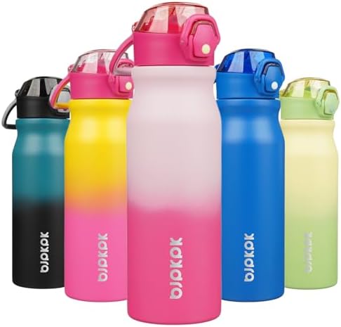 BJPKPK 25 oz Insulated Water Bottle, Straw, Handle, Stainless Steel Flask by BJPKPK