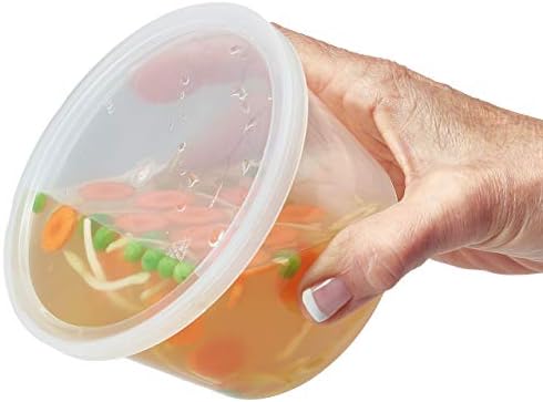 Food Storage Containers with Lids 8oz, 16oz, 32oz Freezer Deli Cups Combo Pack, 44 Sets BPA-Free Leakproof Round Clear Takeout Container Meal Prep Microwavable, Airtight Lids (Mixed Sizes)