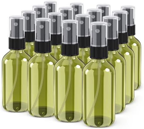 Wedama Spray Bottle, 4 oz Fine Mist Glass Spray Bottles, Little Refillable Liquid Containers for Watering Flowers Cleaning (16 Pack Olive Green) by Wedama