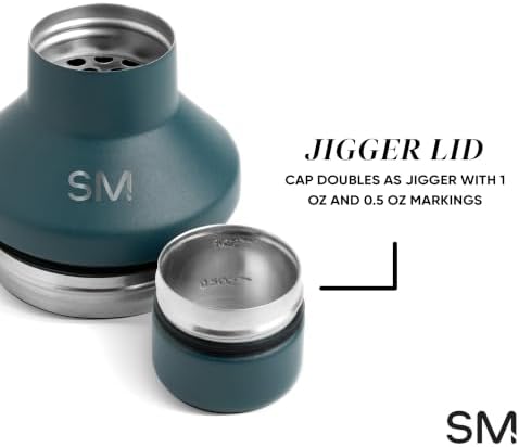 Simple Modern Cocktail Shaker Gift Set with Jigger Lid | Insulated Boston Martini Mixer Stainless Steel Christmas Gifts for Men Women | Compatible with Classic Tumbler Collection | Midnight Black