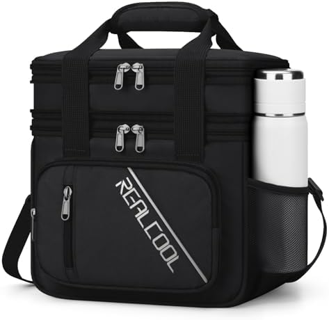Insulated Lunch Bag, Portable Double Deck Lunch Box for Men Women