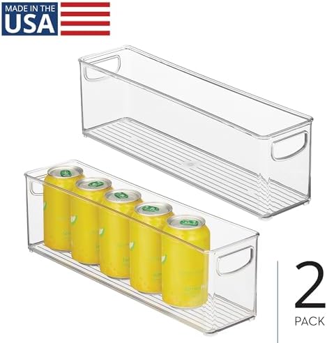 Plastic Stackable Pantry Bin, Set of 2, Clear