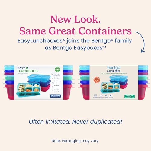 Easyboxes Stackable 5-Compartment Lunch Boxes, 8-Piece Set