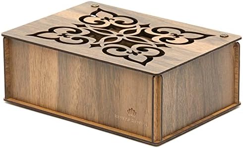 Premium Wood Tea Storage Box Organizer, 9 Compartments Walnut