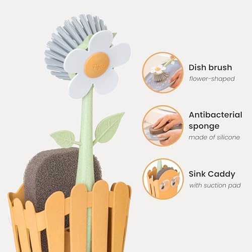 Florganic Sink Caddy Organizer, Dish Sponge Holder - Orange