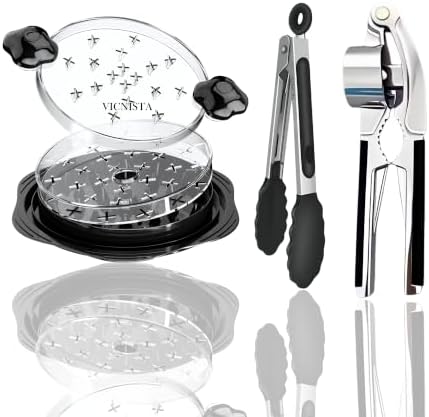 3-in-1 Chicken Shredder Tool & Garlic Press Set - Manual Meat Shredder with Tongs, Stainless Steel Garlic Mincer, BPA-Free Kitchen Gadgets for Pulled Pork, Ginger, Dishwasher Safe