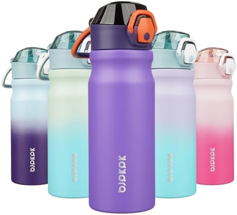 BJPKPK 18 oz Water Bottle with Straw & Handle, Insulated Stainless Flask by BJPKPK