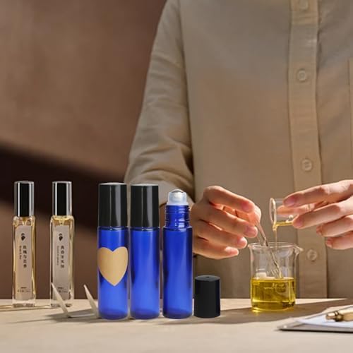 10ml Glass Essential Oil Roller Bottle, 24PCS Blue Essential Oil Roller Bottles with Stainless Steel Rollers - Refillable, Leak-Proof Design, Suitable for Travel and DIY Skincare Products. - Image 5