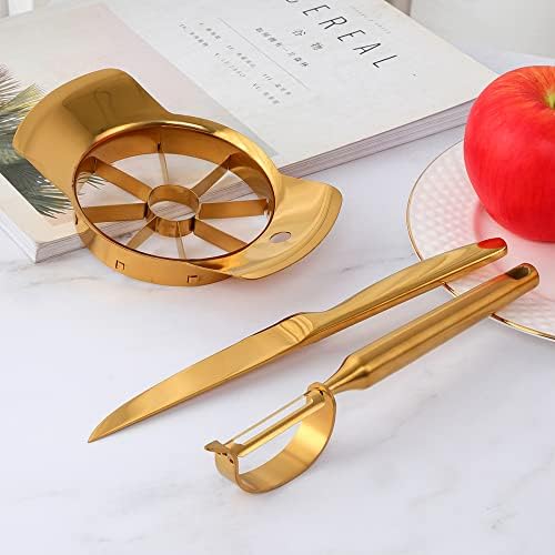 Durable Stainless Steel 3 Pieces Apple Cutter Set - Apple Cutter 8 Slices, Fruit Knife, Potato Apple Peeler Best Use For Fruits and Vegetables