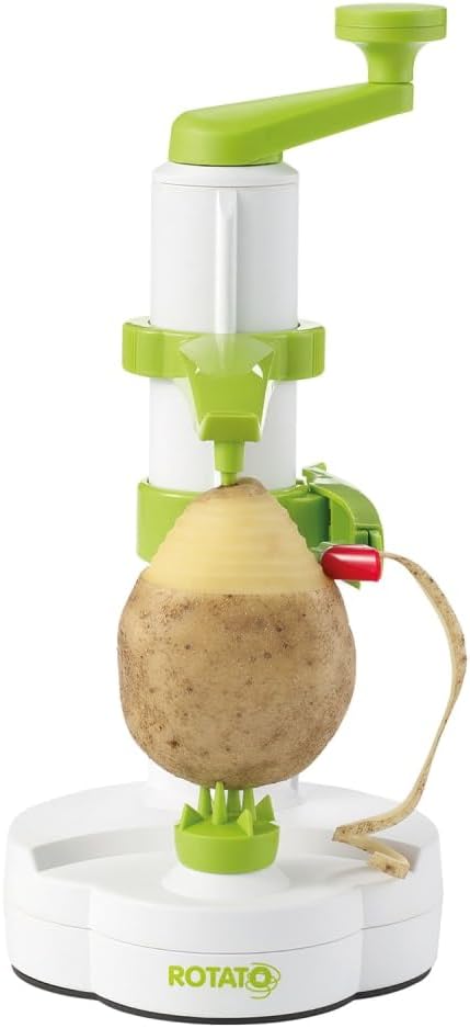 Rotato Manual Peeler, 4 Spare Blades, Thumb Knife, Green/White