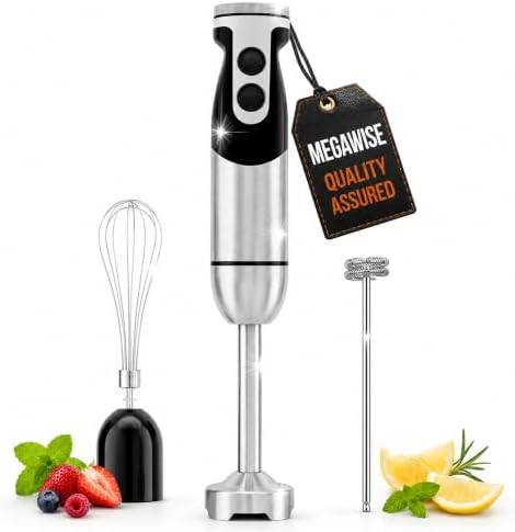 3‑in‑1 Immersion Hand Blender, 12‑Speed Titanium Stainless Steel Stick Blender with Whisk & Milk Frother