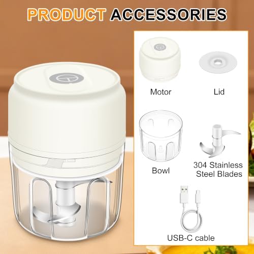 Garlic Chopper, 250ML Garlic Mincer, Electric Mini Food Processor - Image 7
