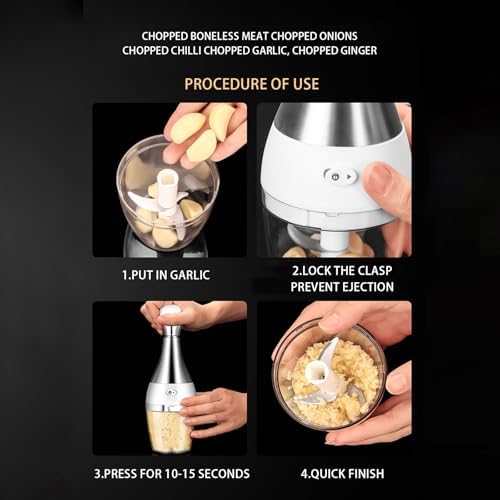 Garlic Nut Onion Kitchen Chopper Dicer, Onion Slicer, Garlic Hand Chopper Mini Stainless Steel, Pecan Chopper, Nut Chopper Manual Glass Jar (1) - Image 6