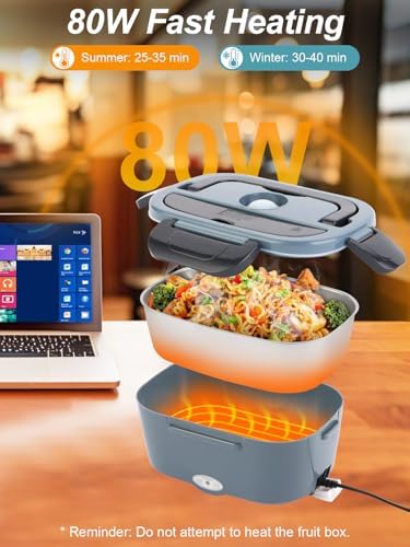 Electric Lunch Box,1.5L Heated Food Warmer, 80W Heating Box