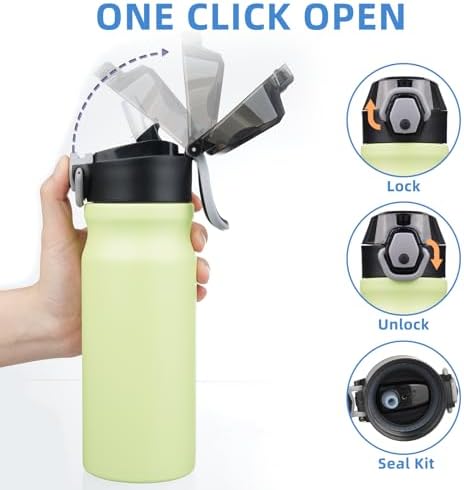 BJPKPK 18 oz Water Bottle with Straw & Handle, Insulated Stainless Flask - Image 3