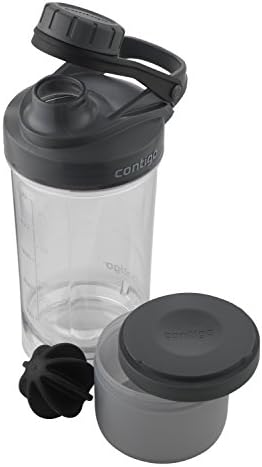 Contigo Shake & Go Fit Shaker Bottle with Storage Container, 22 oz, Smoke - Image 3