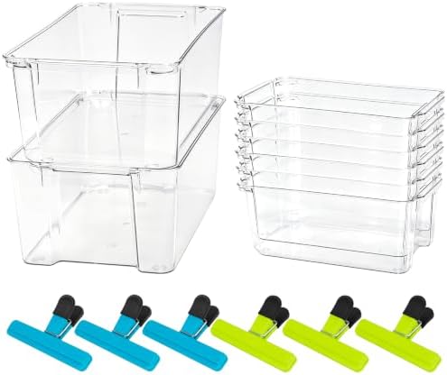 Stackable Clear Storage Bins for Refrigerator Pantry Fridge Organizer