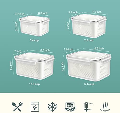 8 Pieces Fruit Storage Container for Fridge with Removable Colander