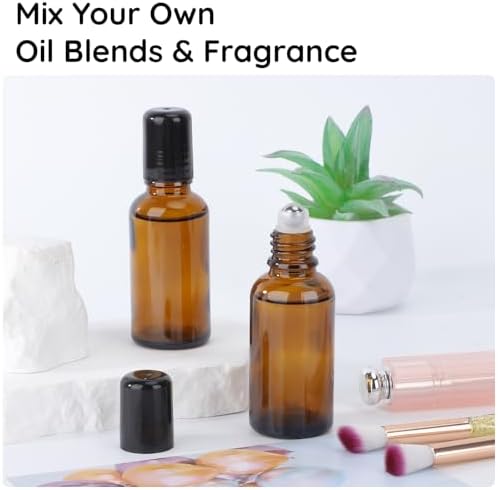 Segbeauty 1oz Glass Roll On Bottles for Oil, 5pcs Empty Roller Ball Applicator for Essential Oils, 30ml Amber Perfume Travel Refillable Bottle, Anointing Oil Bottles Travel Containers Liquids Oils - Image 5