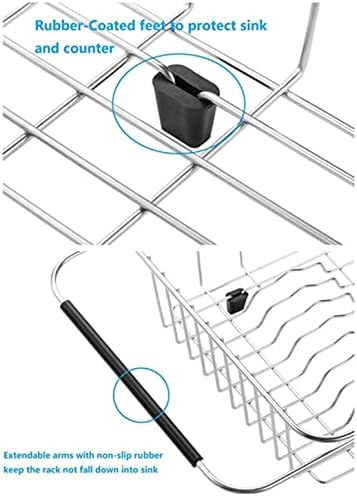 Adjustable Over Sink Dish Rack Stainless Steel Dish Drying Rack On Counter or in Sink, Rustproof