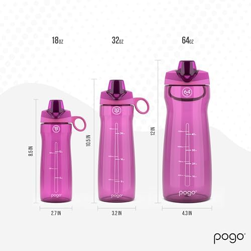 Pogo BPA-Free Plastic Water Bottle with Chug Lid, Fuchsia, 18 oz. - Image 3