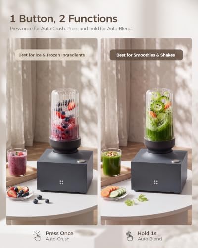 iCucina Cubetto 1000W Compact Personal Blender & Aromatics Tool – Minimalist Mixer for Frozen Drinks, Smoothies and Shakes, with To-Go Cups & Airtight Spice Storage, BPA-Free, Space Grey - Image 3