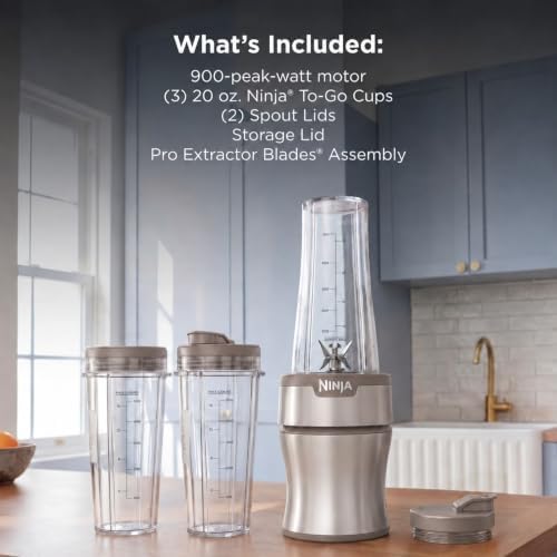 Ninja Nutri-Plus Personal Blender, 900PW, (3) 20oz Cups, Taupe, BN301BRBRN - Image 7