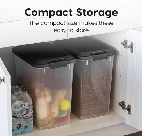Dog Food Storage Container, 2-Pack, Up to 30 lbs, Black