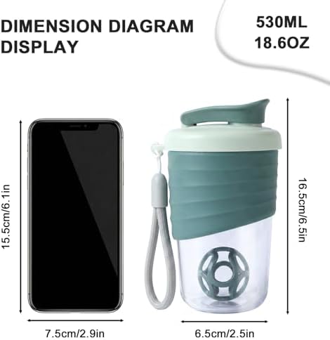X SIM FITNESSX 530ML Protein Shaker Bottle, Small Portable Mixer Cup, BPA Free (dark Green) - Image 3