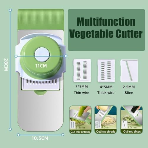 Multifunction Vegetable Cutter, Adjustable 5-in-1 Vegetables Chopper, Mandoline Slicer for Vegetables, Multi-Purpose Kitchen Gadgets Slicer Cuts Set(A) - Image 4