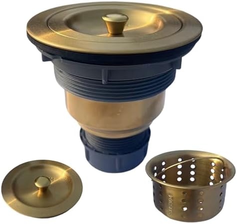 Sink Strainer Kitchen Sink Drain Assembly Kit 3-1/2 Inch with Kitchen Sink Drain Basket,304 Stainless Steel Sink Stopper & Cover Lid，Stainless Steel Gold Color