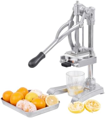 Multifunctional 4in1 Manual Vegetable slicer Citrus Squeezer Juicer Machine AIO Stainless Steel French Fry Cutter Potato Slicer (Sliver, Squeezer & 1/2 3/8 1/4 Blade)