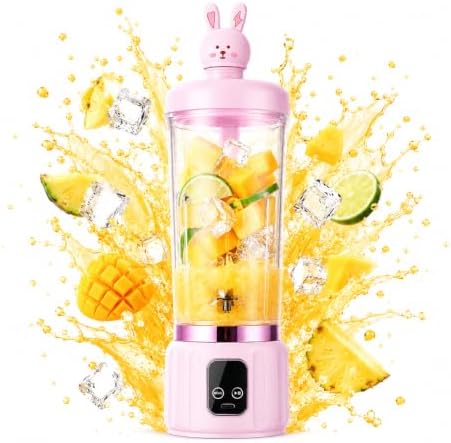 Pink Portable blenders,shake USB blender,Personal compact travel juicer cup15OZ for Shakes,Leakproof lid, mini blender for shakes and smoothies,12 blades, strong blending by Unknown
