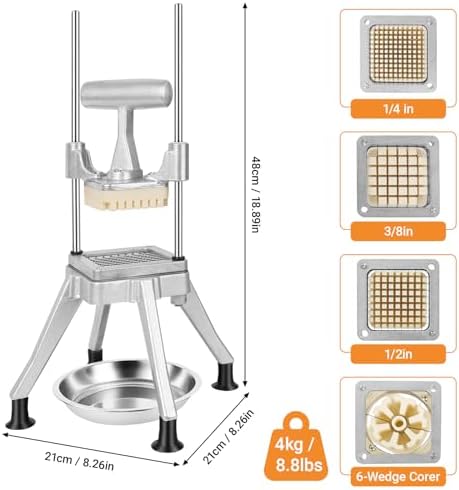 Commercial Vegetable Chopper Dicer w/3 Replacement Blades Onion Dicer Commercial Heavy Duty Vegetable Fruit Chopper Stainless Steel French Fry Cutter - Image 3