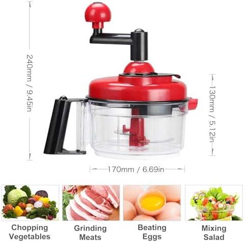 Cambom Manual Food Chopper Vegetable Chopper Hand Food Processor, Mixer, Blender, Whipper, Egg White Separator, Mincer, Grinder, Dicer with Clear Container 1200ml BPA Free Strong - Image 5
