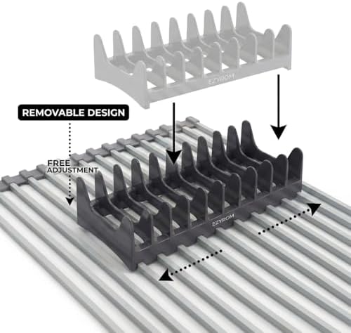 Medium Aluminum Roll Up Dish Drying Rack 17" x 13" with Dish Holder