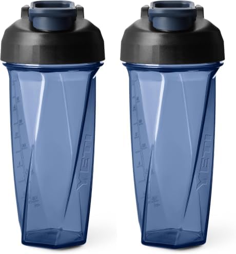YETI Yonder Helimix Vortex Blender Shaker Bottle Holds up to 27oz | No Blending Ball or Whisk | USA Made | Portable Pre Workout Whey Protein Drink Shaker Cup | Dishwasher Safe, Navy (Pack of 2) by YETI