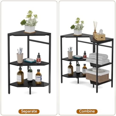 Pedestal Sink Shelf, 2 Pack Under Sink Organizers and Storage, Black