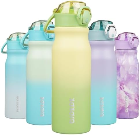 BJPKPK 25 oz Insulated Water Bottle, Straw, Handle, Stainless Steel Flask by BJPKPK