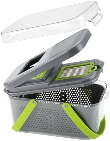 22PCS Multi-function Vegetable & Fruit Chopper, Mandolin Food Slicer, Veggie Shredder with Container, Essential Kitchen Gadgets (22 in 1, Gray) - Image 3