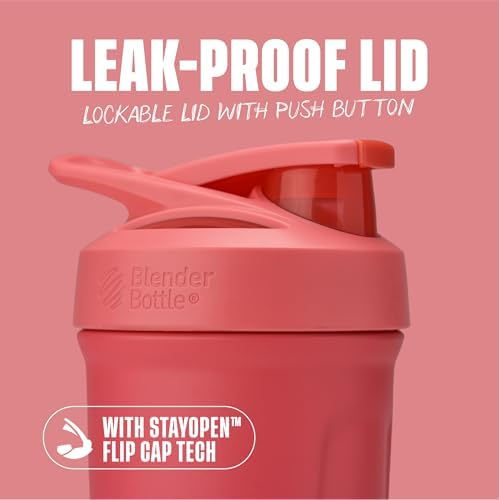 BlenderBottle Sport Flip Stainless Steel Shaker Bottle 24 oz Pink - Image 2
