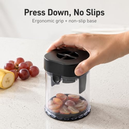 2-in-1 Fruit Slicer Cup, Strawberry Cutter Slicer With Stainless Steel Blades & Lid, Detachable Kitchen Gadget Tool for Egg Banana Cucumber Fruit Salad Cake - Image 6