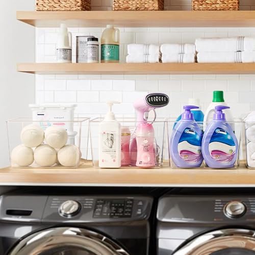 4 Pack Extra Large Clear Storage Bins, 11x11 Cube Organizer