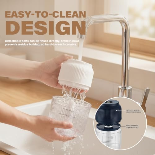 Household Electric Garlic Crusher, 2026 New 350ml Cordless Mini Food Chopper with 6 Stainless Steel Blades, Portable Garlic Mincer for Onion Ginger Spices Fruit Salad - Image 4