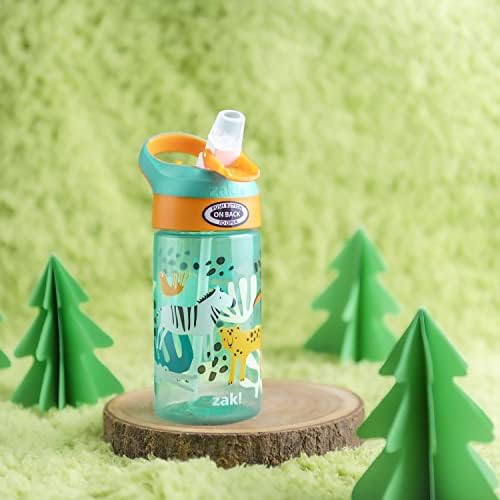 16oz Riverside Kids Water Bottle with Spout Cover and Built-in Carrying Loop, Made of Durable Plastic, Leak-Proof Water Bottle Design for Travel (Dino Camo & Safari, Pack of 2)