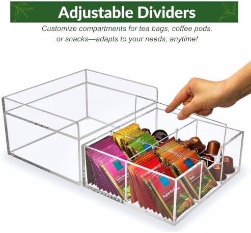 Heavy-Duty Acrylic Tea Station with 6-Compartment Drawer Organizer