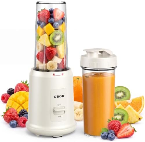 GDOR Personal Blender, 400W Smoothie Maker with 17.6oz Travel Cup, White by GDOR
